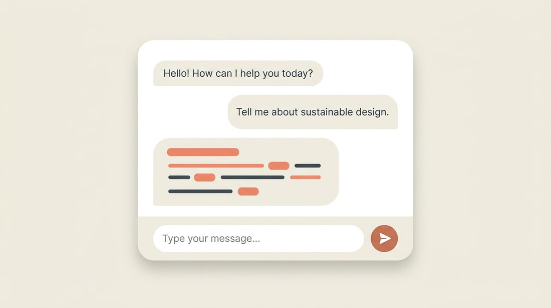 Ilustração de uma interface de conversa com um assistente de IA